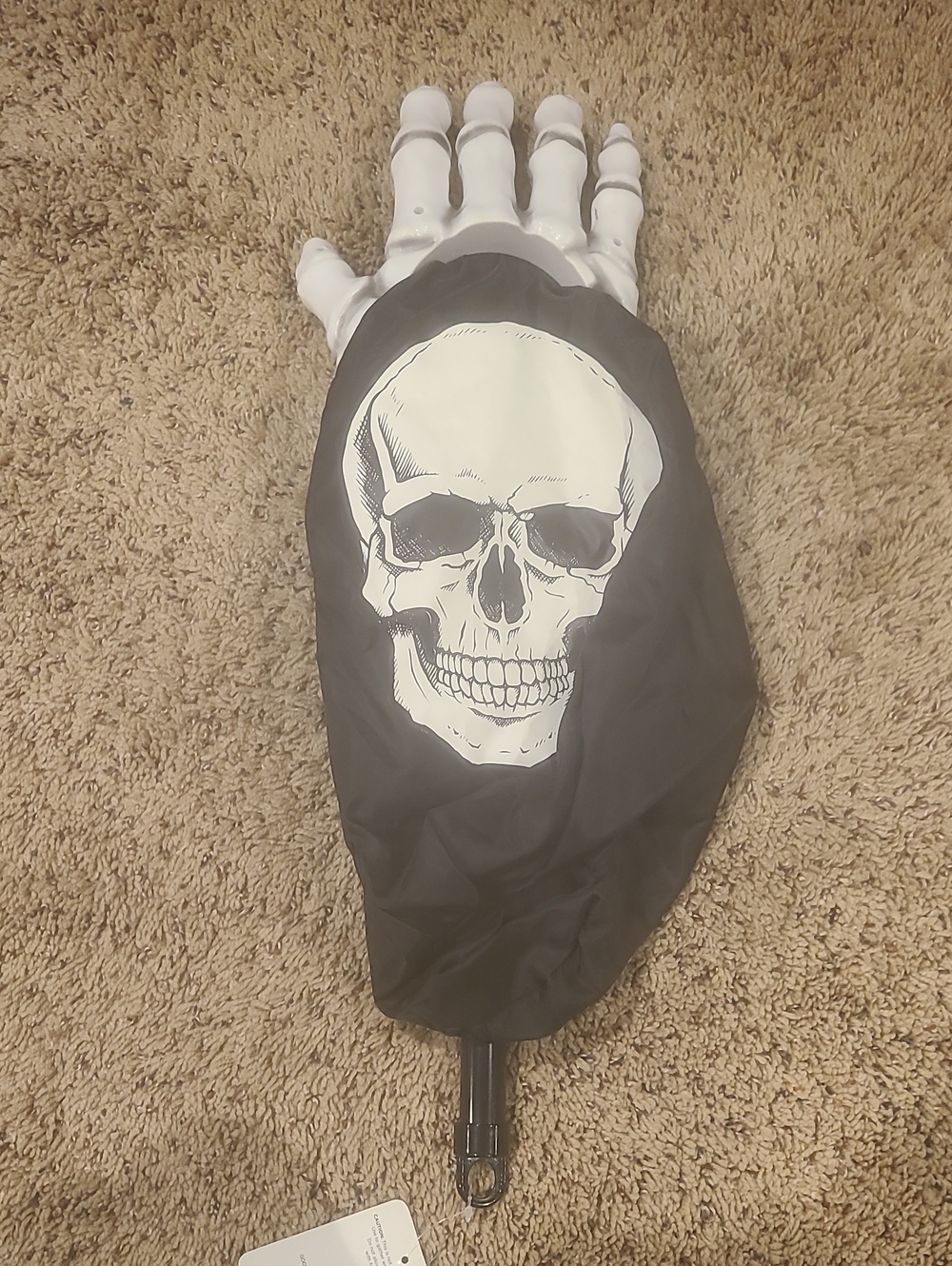 Skeleton Hand Halloween Treat Sack - Black with White Skull